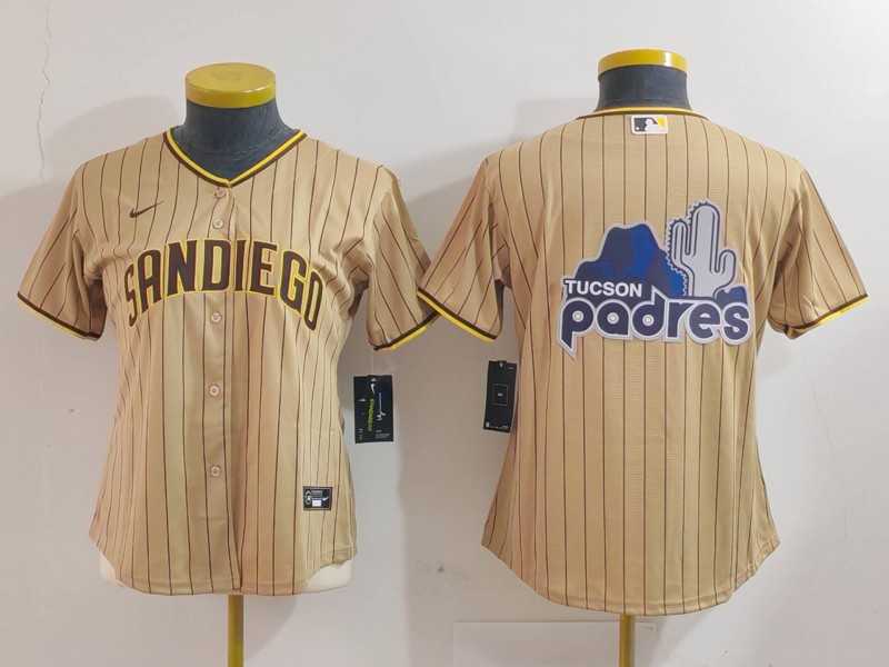 Women's San Diego Padres Tan Team Big Logo Stitched Baseball Jersey(Run Small),We sell and wholesale Women's San Diego Padres Tan Team Big Logo Stitched Baseball Jersey(Run Small) on line form chian!
